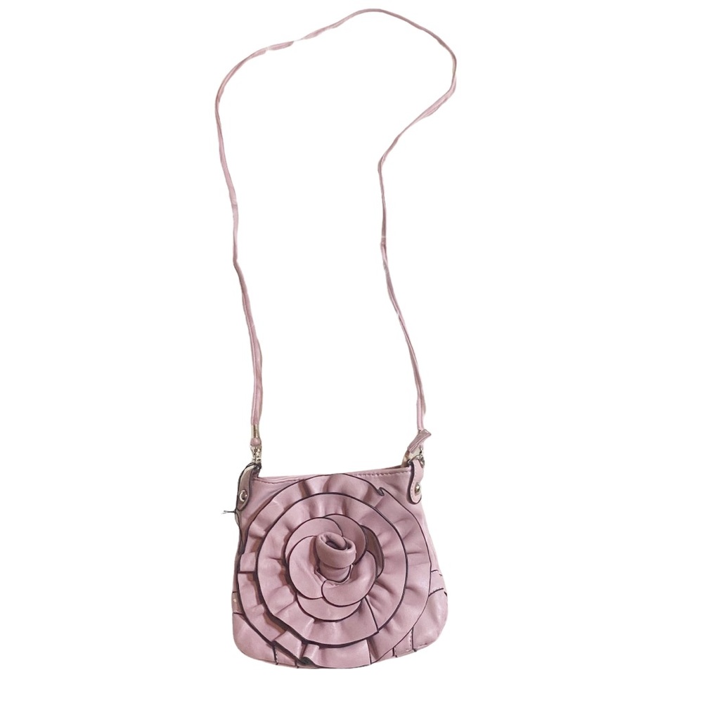 Flower Pink CROSSBODY Bag Mini W/ Flaw Cute Affordable Casual Coin Zip.